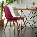 Ghế Cafe Tiếp Khách Eames Bọc Vải Chân Gỗ Sồi - CF48