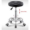 Ghế Cafe Tiếp Khách Đôn Tròn Da Có Chân Bánh Xe - CF50