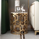 Bàn Trà Sofa Mặt Kính Chân Mạ Vàng - BT12