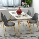 Bàn Ăn Mặt Đá Phiến Ceramic Chân Mạ Vàng - BA17