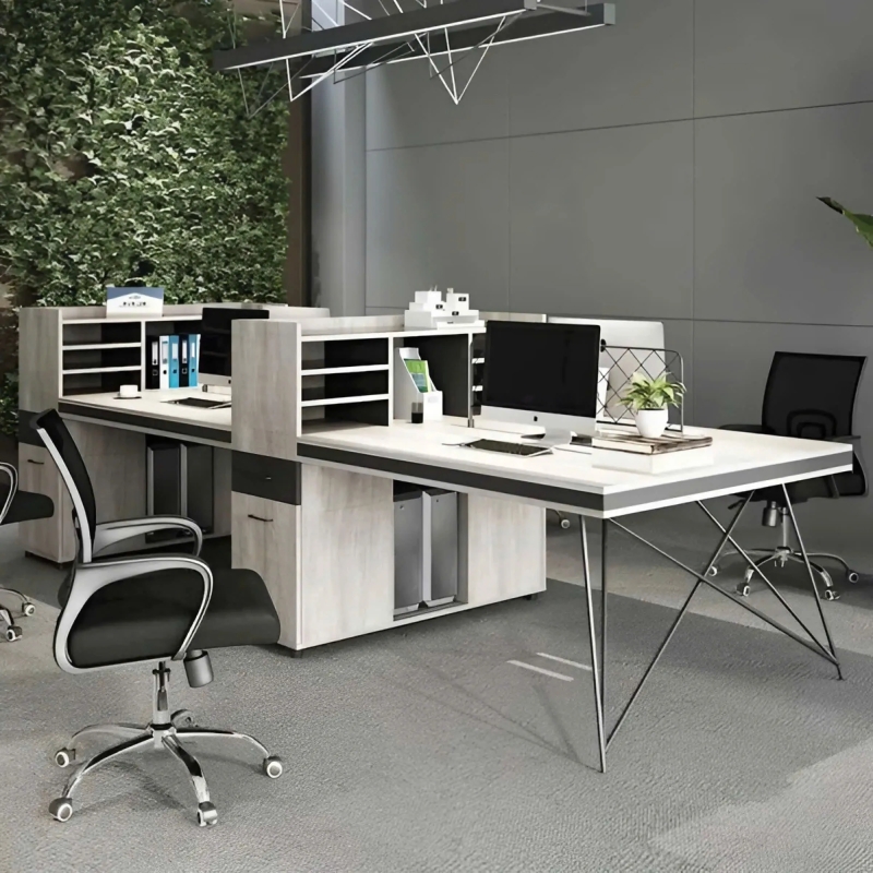 Cụm Bàn Làm Việc 4 Người Chân Sắt Hiện Đại - BC58