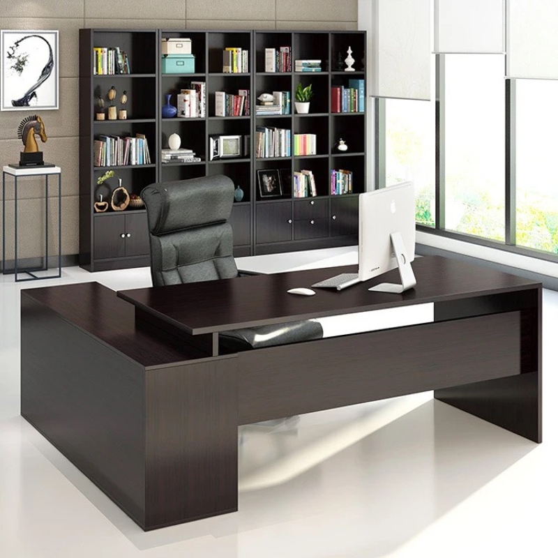 Bàn Giám Đốc Góc L Màu Vân Gỗ Tự Nhiên - BGĐ42