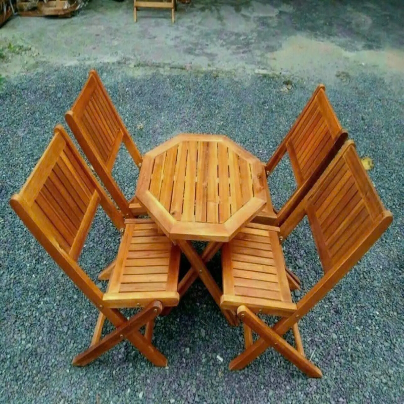  Bàn Ghế Sân Vườn Gấp Gọn Hình Bát Giác Tiện Dụng - SV70