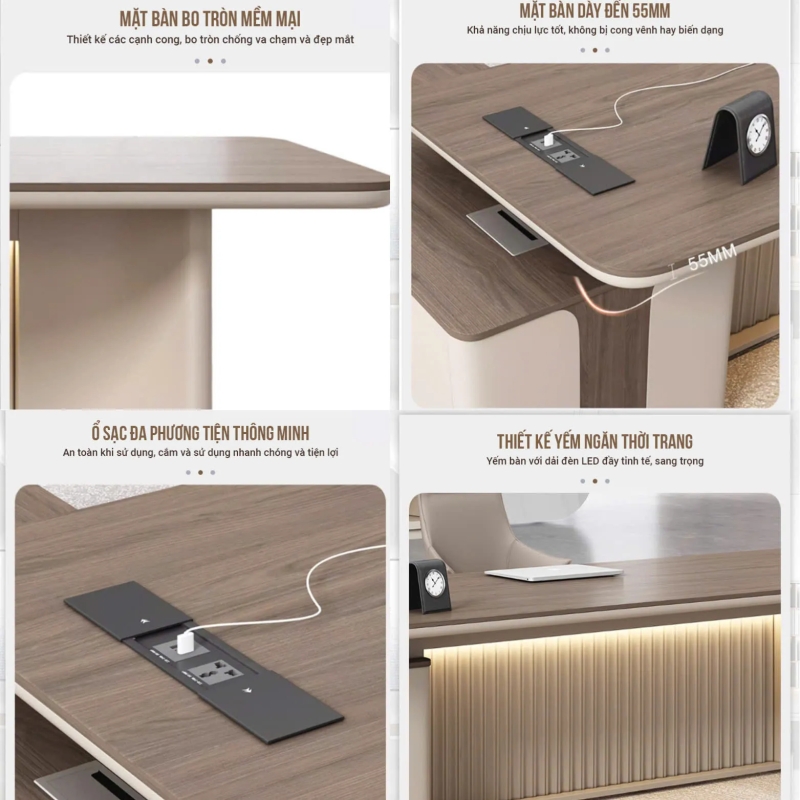 Bàn Giám Đốc Cao Cấp Họa Tiết Sọc Dọc Sang Trọng - BGD96