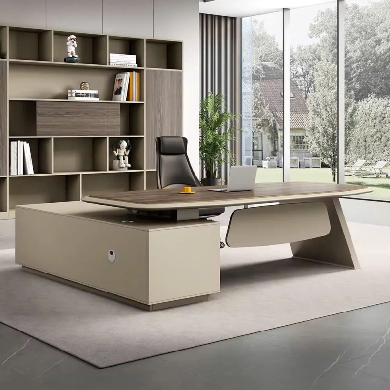Bàn Giám Đốc Chân Cách Điệu Kèm Tủ Phụ - BGD92