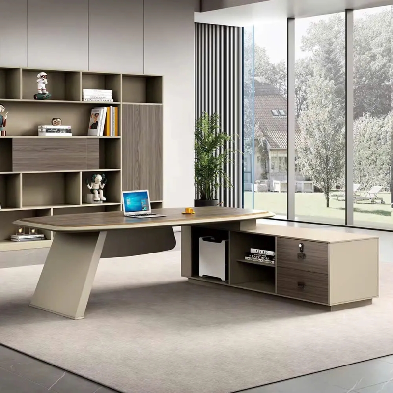 Bàn Giám Đốc Chân Cách Điệu Kèm Tủ Phụ - BGD92