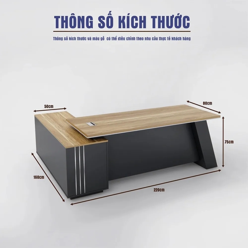 Bàn Giám Đốc Chân Trụ Vát Cách Điệu Phối Chỉ - BGD201
