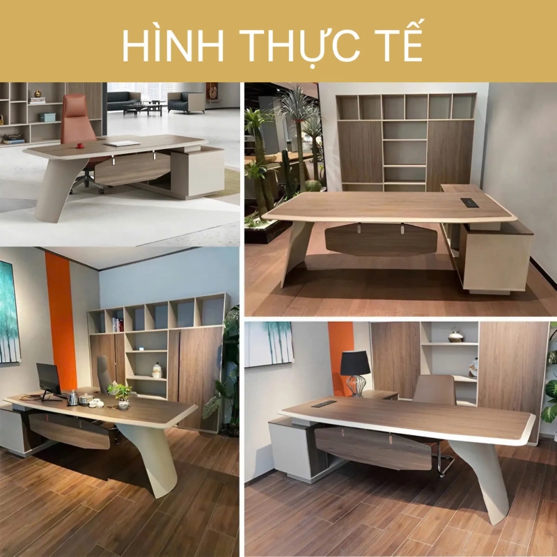 Bàn Giám Đốc Chữ L Chân Uốn Cong Mềm mại Sang Trọng - BGD93