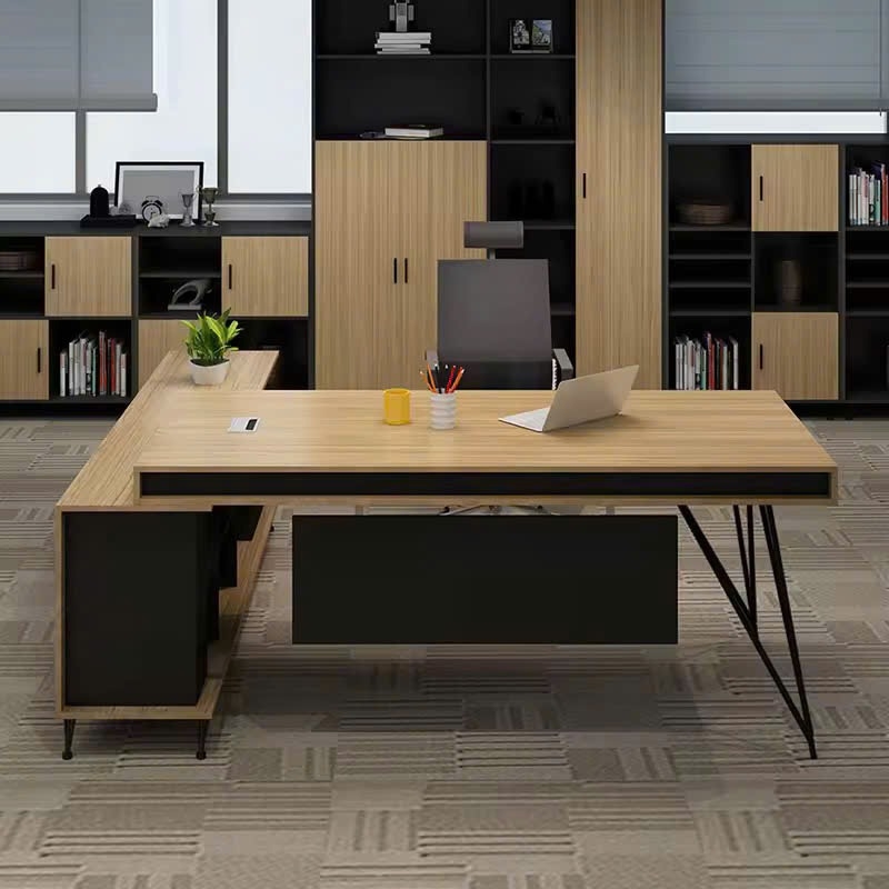 Bàn Giám Đốc Chữ L Gỗ MDF Có Tủ Phụ Hiện Đại - BGD104