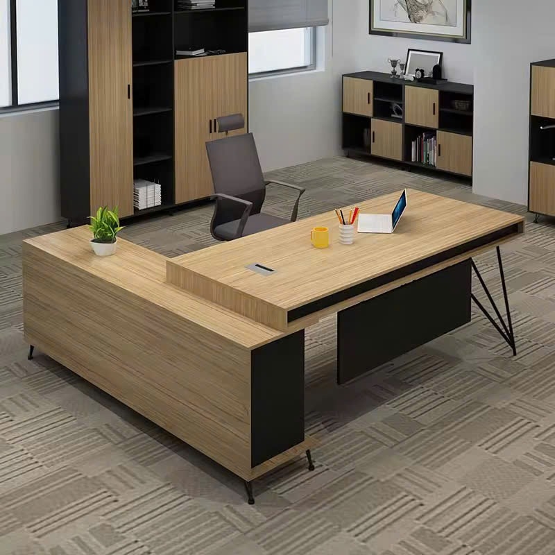 Bàn Giám Đốc Chữ L Gỗ MDF Có Tủ Phụ Hiện Đại - BGD104