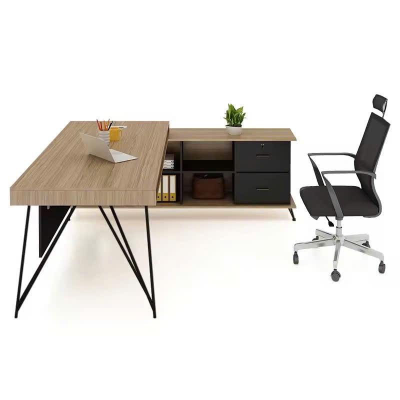 Bàn Giám Đốc Chữ L Gỗ MDF Có Tủ Phụ Hiện Đại - BGD104