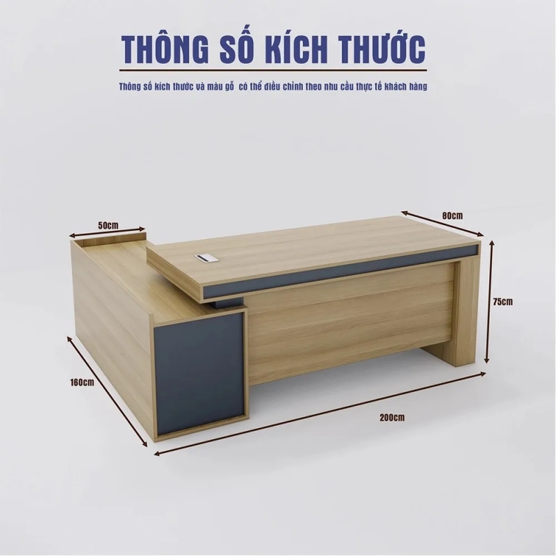 Bàn Giám Đốc Chữ L Thiết Kế Chân Khối Vững Chãi - BGD192
