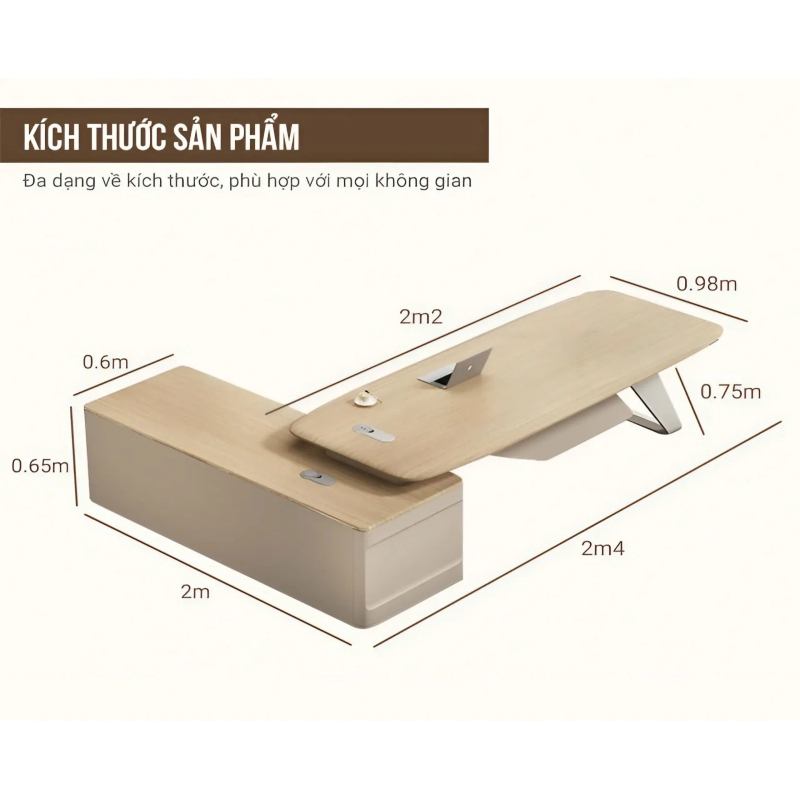 Bàn Giám Đốc Hiện Đại Chân Uốn Lượn Tinh Tế - BGD101