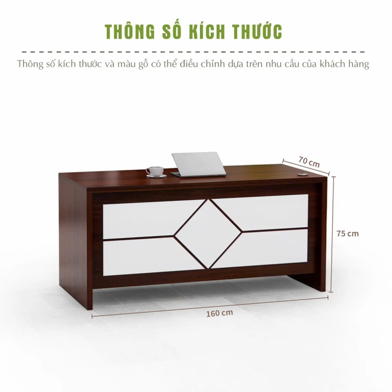 Bàn Giám Đốc Thiết Kế Sang Trọng Họa Tiết Kim Cương - BGD135