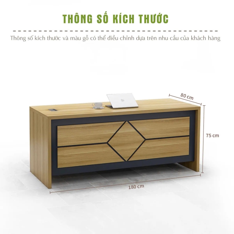 Bàn Giám Đốc Họa Tiết Kim Cương Đơn Giản - BGD136