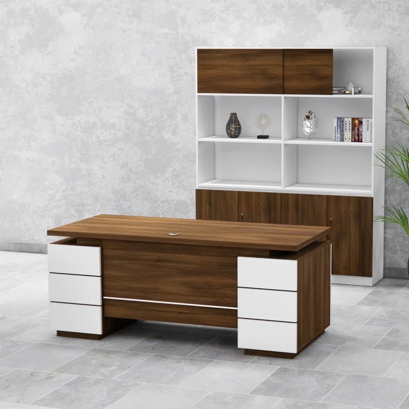 Bàn Giám Đốc Gỗ Thiết kế  Hai Tủ Lưu Trữ Tiện Lợi -  BGD137