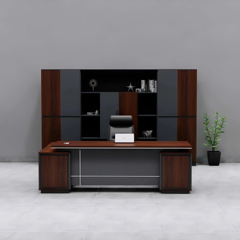 Bàn Giám Đốc Gốc L Hai Tủ Phong Cách Hiện Đại - BGD141