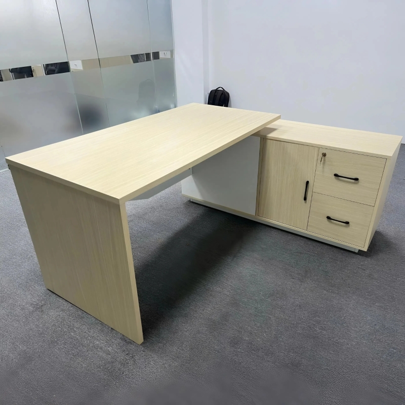 Bàn Giám Đốc Yếm V Cách Điệu Tích Hợp Tủ Phụ – BGD175