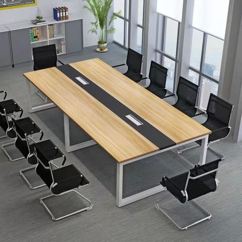 Bàn Làm Việc Chân Trắng Mặt Gỗ 3m6 - BH5