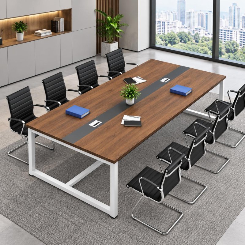 Bàn Họp 240x120x75cm Chân Sắt Màu Trắng Sơn Tĩnh Điện - BH56