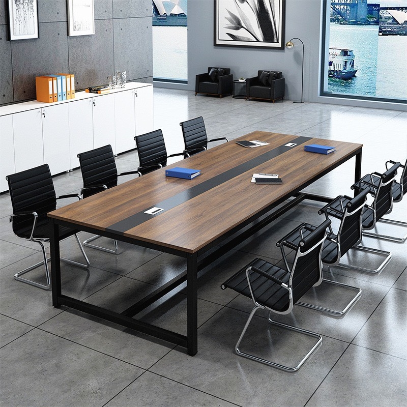 Bàn Họp Văn Phòng Chân Sắt Đen 2m4 x 1m2 - BH10