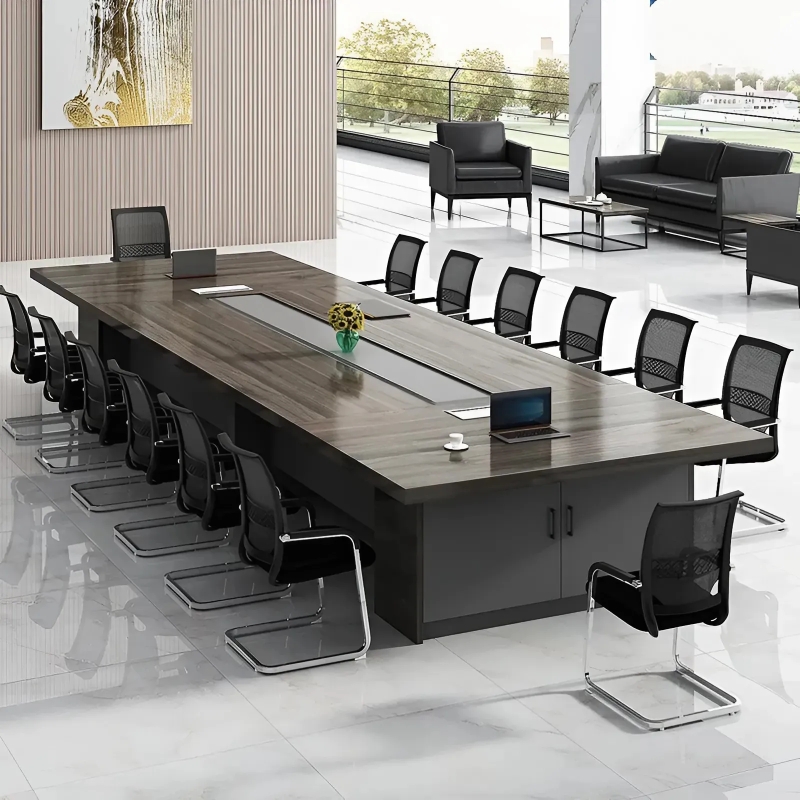 Bàn Họp Văn Phòng Gỗ MDF Màu Vân Tự Nhiên - BH41