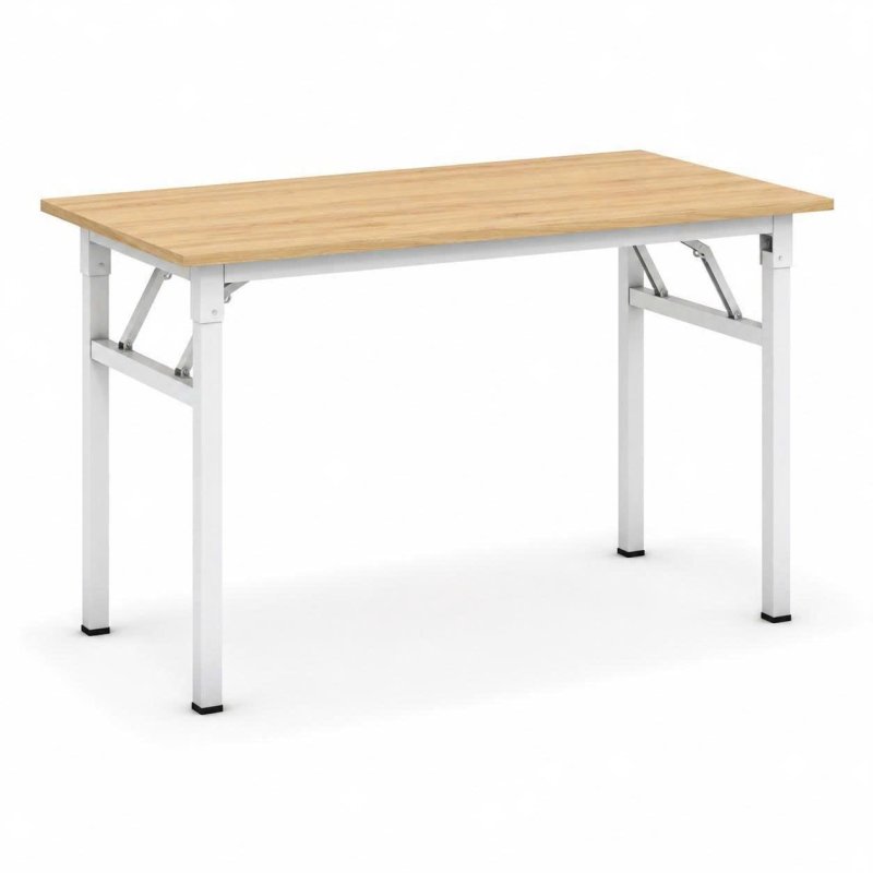 Bàn Làm Việc Chân Gấp Xếp Màu Trắng Mặt Gỗ - BLV139