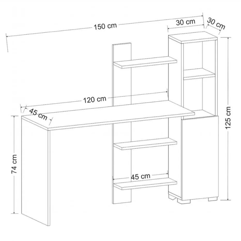 Bàn Làm Việc Gỗ Có Kệ Trang Trí Tiện Lợi - BG74