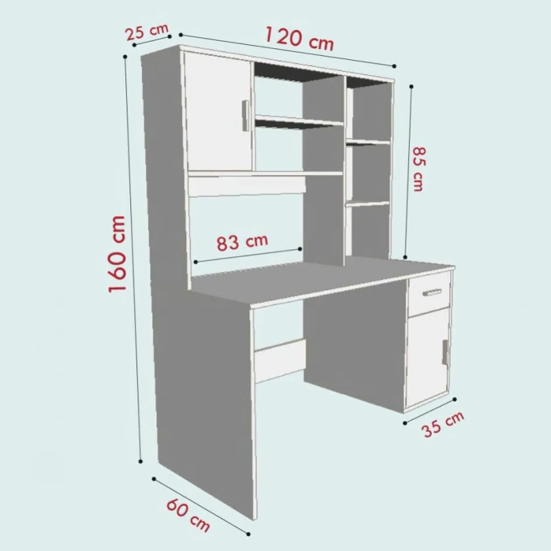 Bàn Làm Việc Gỗ Đa Năng Có Kệ Sách & Tủ Kín - BG65
