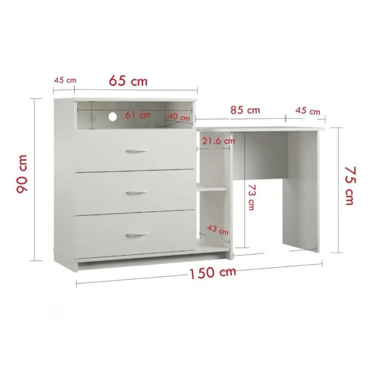 Bàn Làm Việc Gỗ Gắn Liền Kệ Tủ Tối Ưu Không Gian - BG75