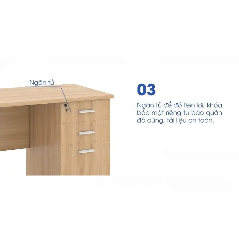 Bàn Làm Việc Gỗ Kèm Ngăn Kéo & Kệ Đỡ - BG62