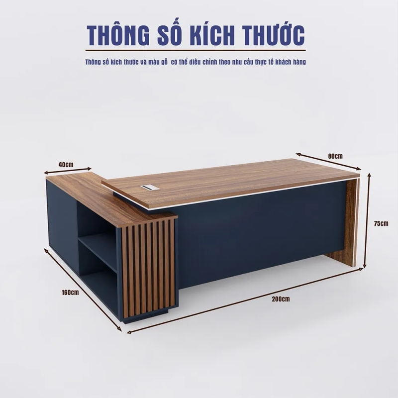 Bàn Lãnh Đạo Đẳng Cấp Với Hệ Tủ Phụ Nan Gỗ Trang Trí - BGD191