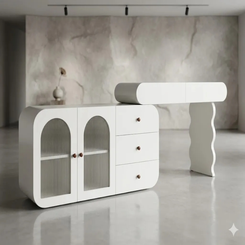 Bàn Trang Điểm Tủ Kính Vòm Hiện Đại Nhiều Ngăn Lưu Trữ - BTD48