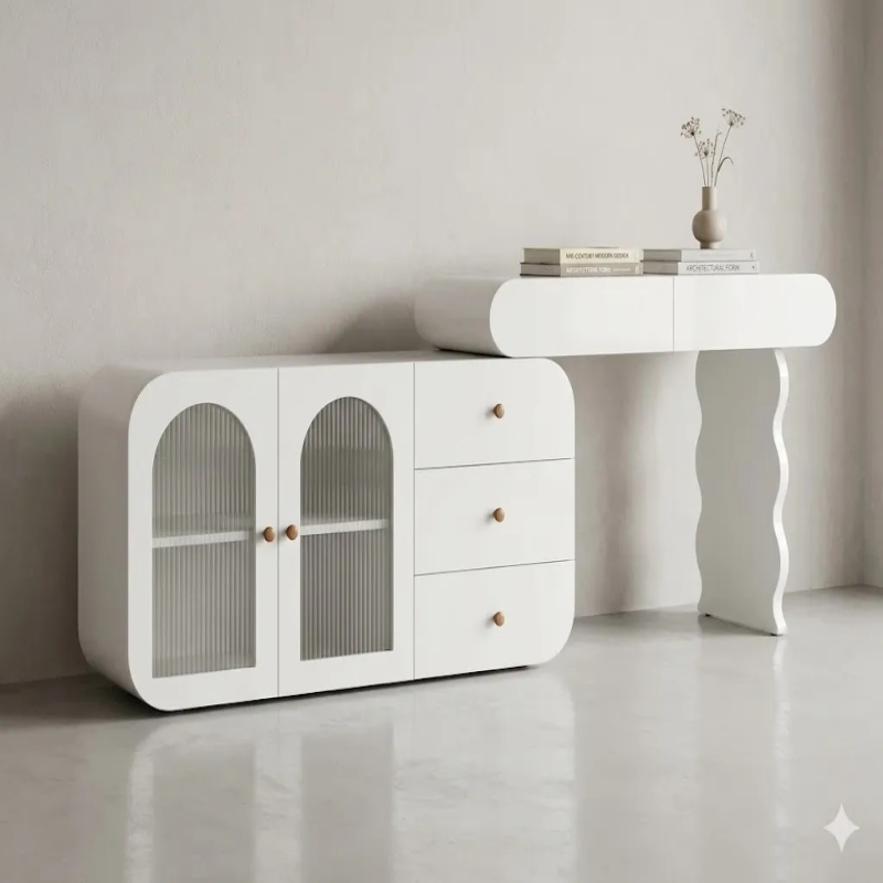 Bàn Trang Điểm Tủ Kính Vòm Hiện Đại Nhiều Ngăn Lưu Trữ - BTD48
