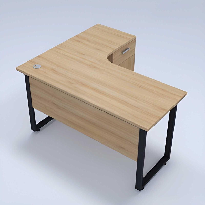 Bàn Làm Việc Góc L Yếm Lửng Hộc Tủ Liền - BLV26