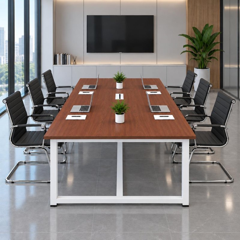 Bàn Họp Văn Phòng Chân Sắt Trắng 200x100x75cm – BH63