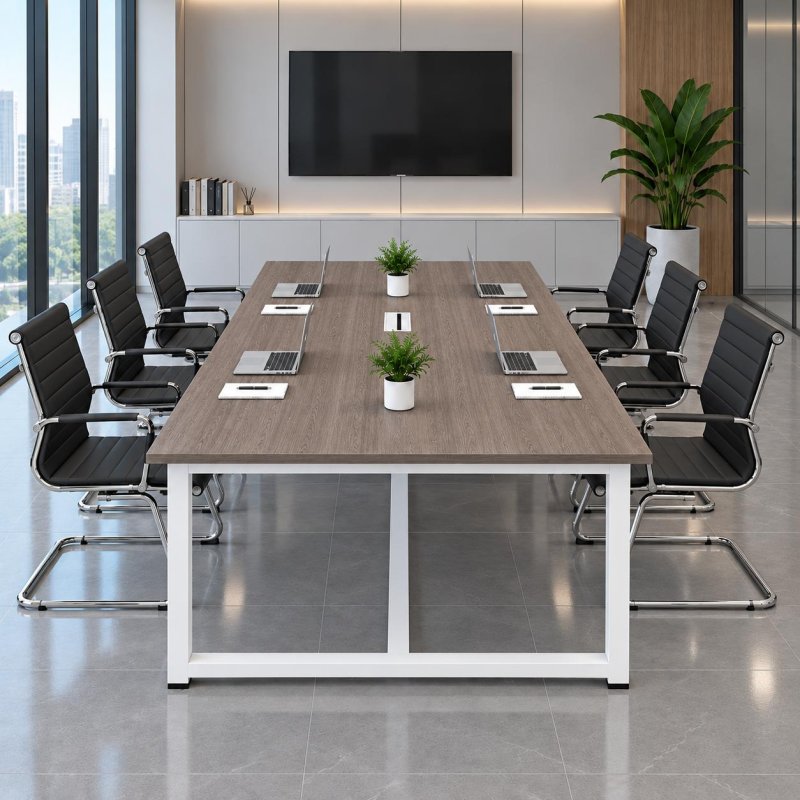 Bàn Họp Văn Phòng  240x120cm Chân Sắt Màu Trắng – BH61
