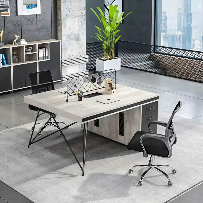 Cụm Bàn Làm Việc 2 Người Chân Sắt Đẹp - BC62