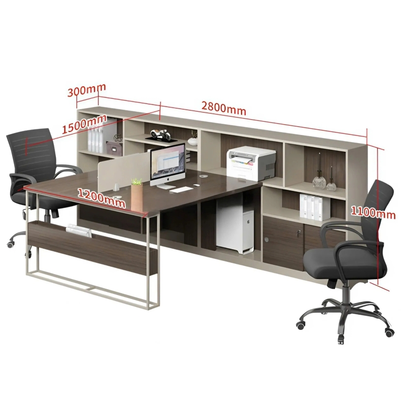  Cụm Bàn Làm Việc 2 Chỗ Ngồi Kèm Kệ Tích Hợp Sang Trọng - BC112