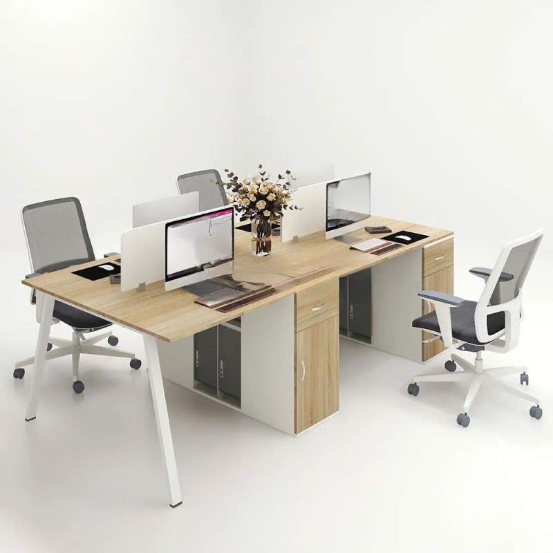 Cụm Bàn Làm Việc 4 Người Chân Sắt Sơn Tĩnh Điện Sang Trọng - BC110