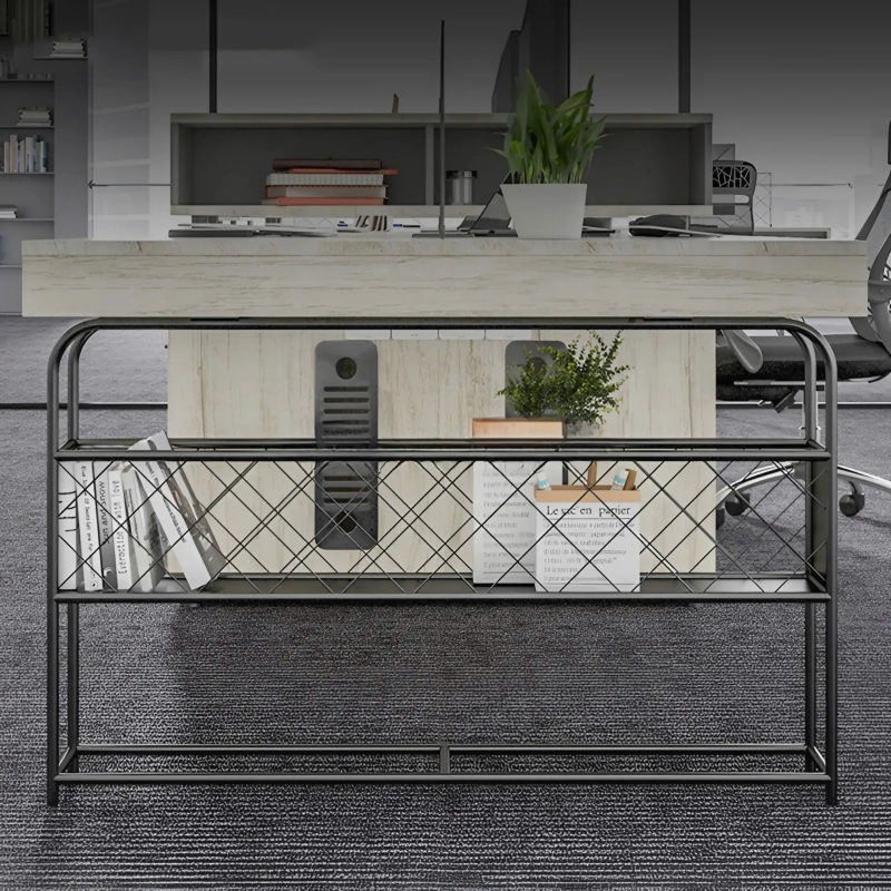 Cụm Bàn Làm Việc 4 Nhân Viên Có Hộc Tủ Và Kệ Sắt Tiện Lợi - BC70