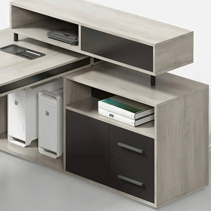 Cụm Bàn Làm Việc 4 Người Có Hộc Tủ Và Kệ Lưu Trữ Đa Dụng - BC101