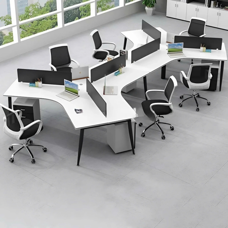 Cụm Bàn Làm Việc 6 Người Kiểu Lượn Sóng Cực Chất Đầy Phong Cách Sáng Tạo - BC87