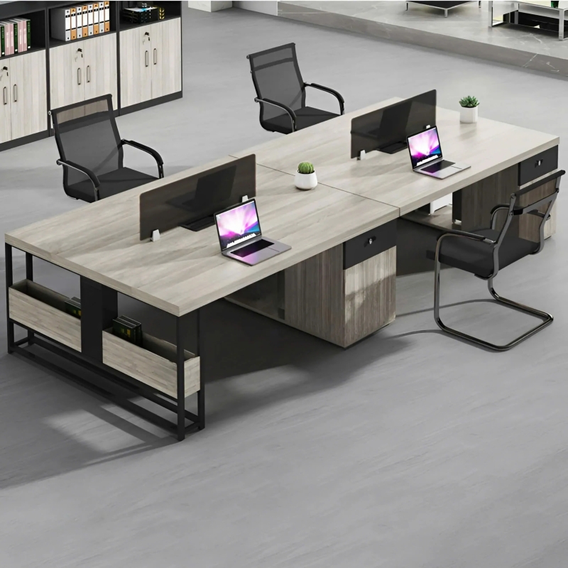  Cụm Bàn Làm Việc Văn Phòng 4 Chỗ Kết Hợp Kệ Đựng Tài Liệu - BC114