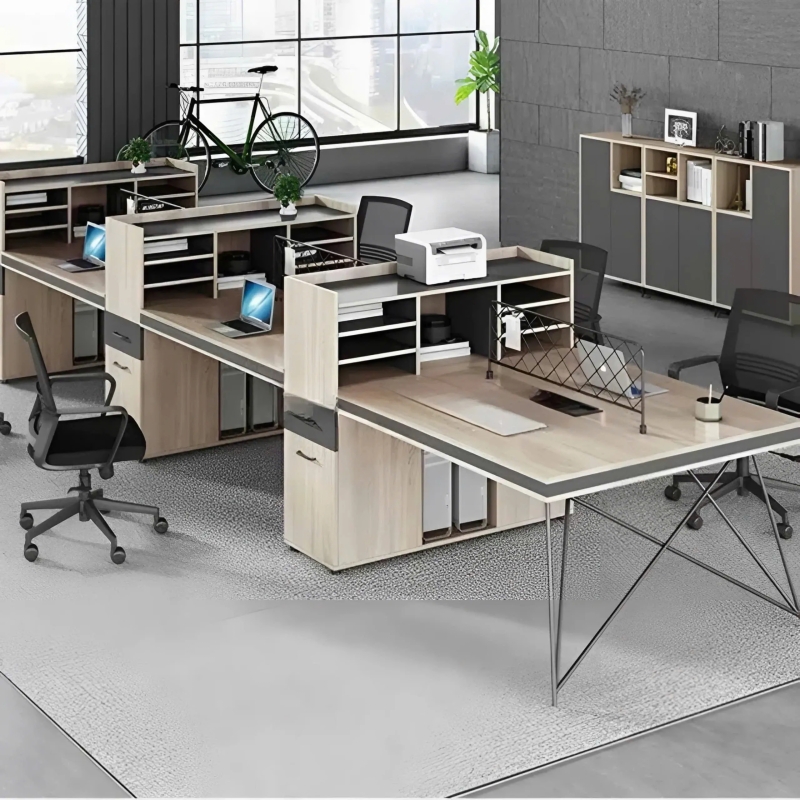 Cụm Bàn Làm Việc Văn Phòng 6 Chỗ Có Tủ Thiết Kế Thông Minh - BC74