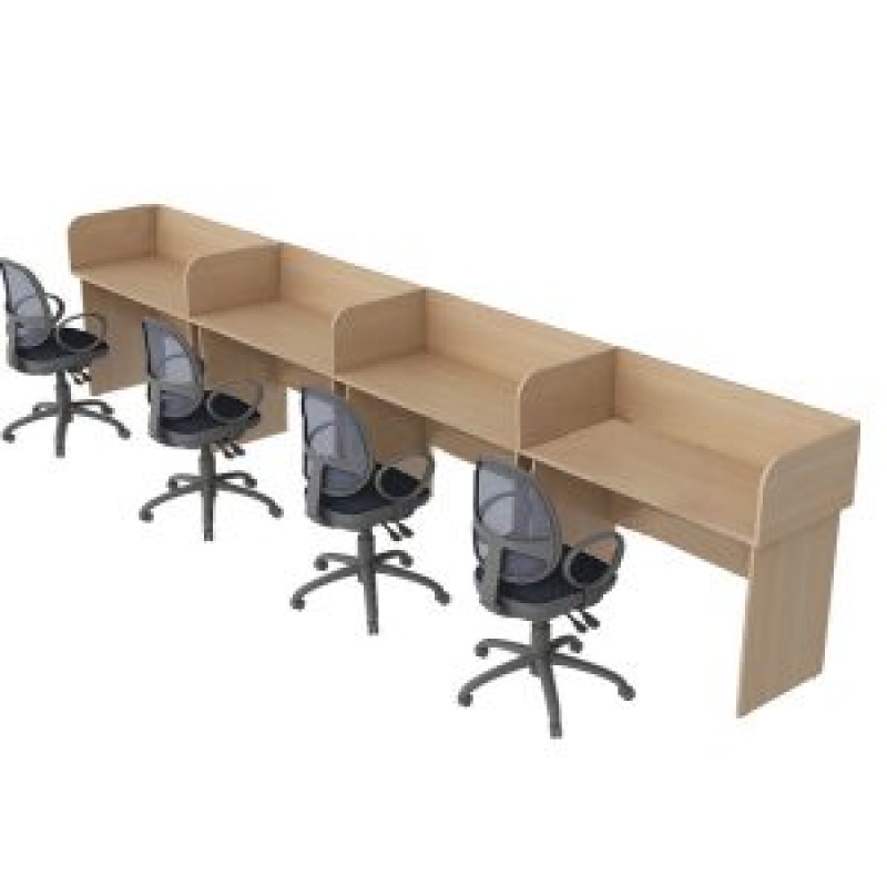 Cụm Bàn Làm Việc Vách Ngăn Gỗ 4 Chỗ - BC48