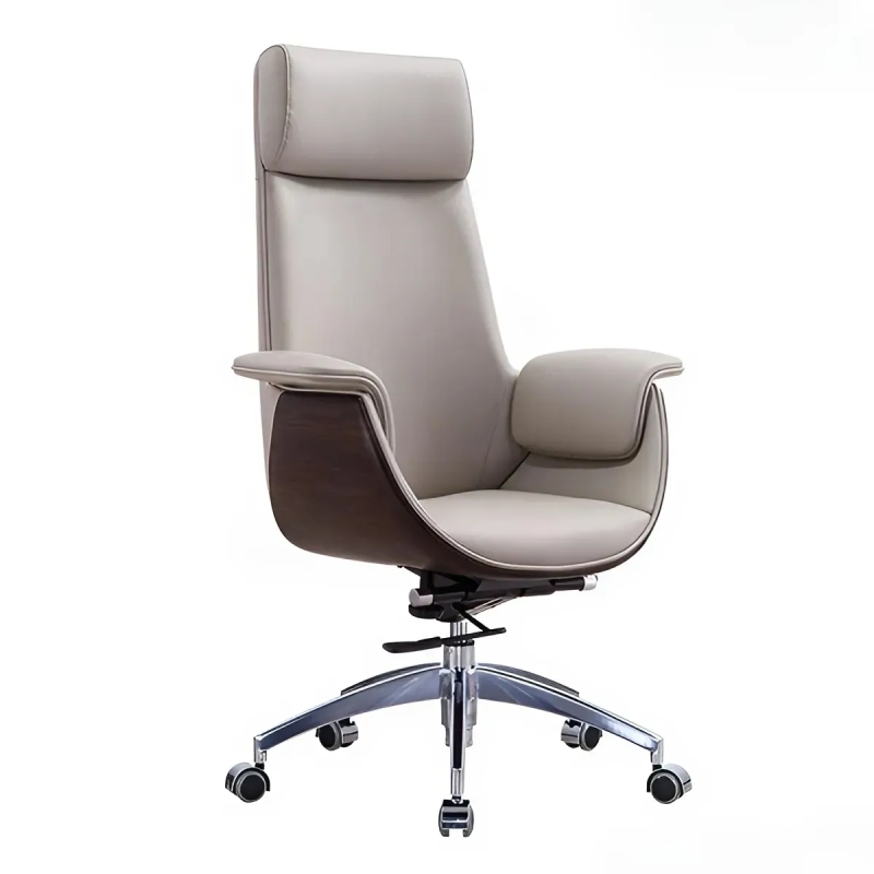 Ghế Giám Đốc Bọc Da Ốp Gỗ Sang Trọng - GGĐ10