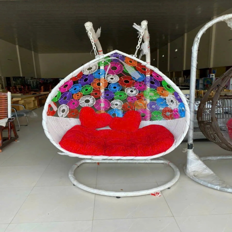 Ghế Xích Đu Đôi Mây Nhựa Hai Cần Cho Sân Vườn - SV77