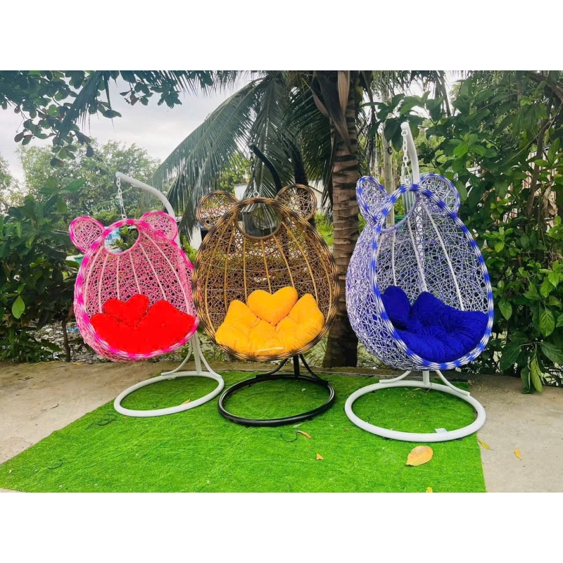 Ghế Xích Đu Mây Nhựa Hình Tai Gấu Thiết Kế Độc Đáo - SV75