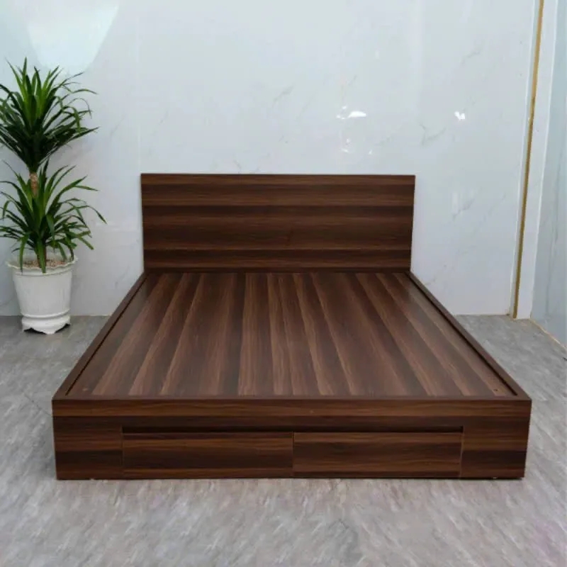 Giường Ngủ Gỗ MDF Có Hộc Kéo Đầu Trơn - GN22